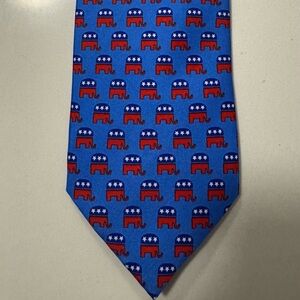 Blue and Red Elephant Pattern Tie
